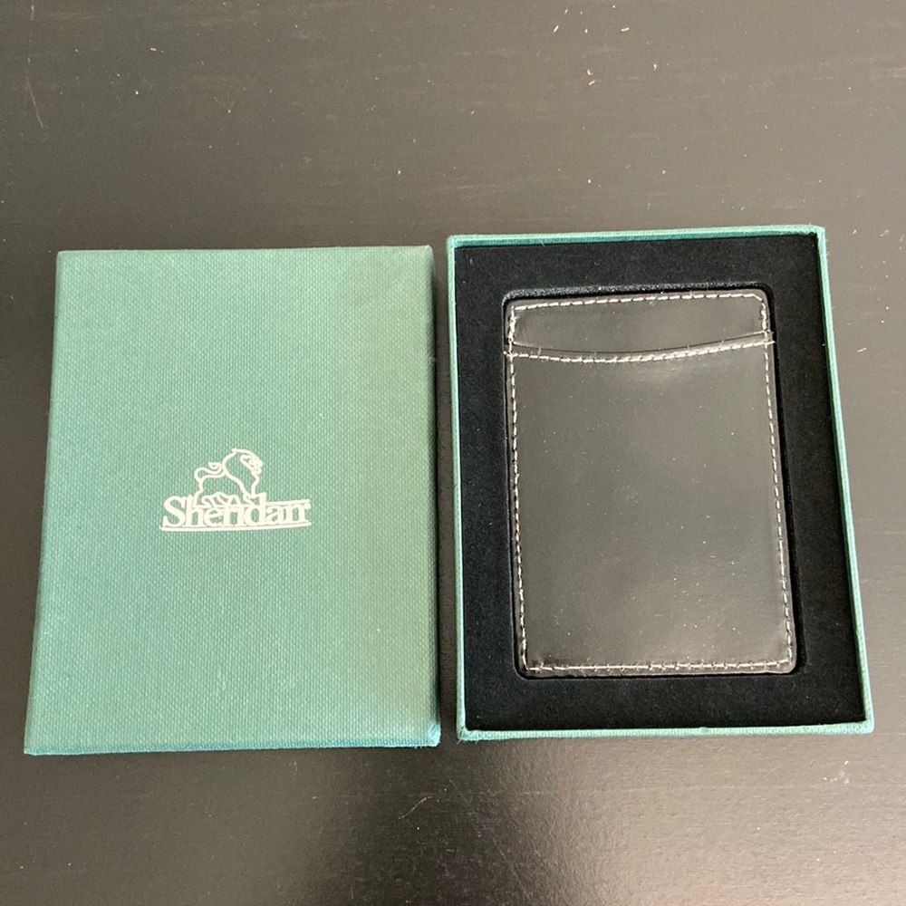 NIB Sheridan Leather Card Case Money Clip